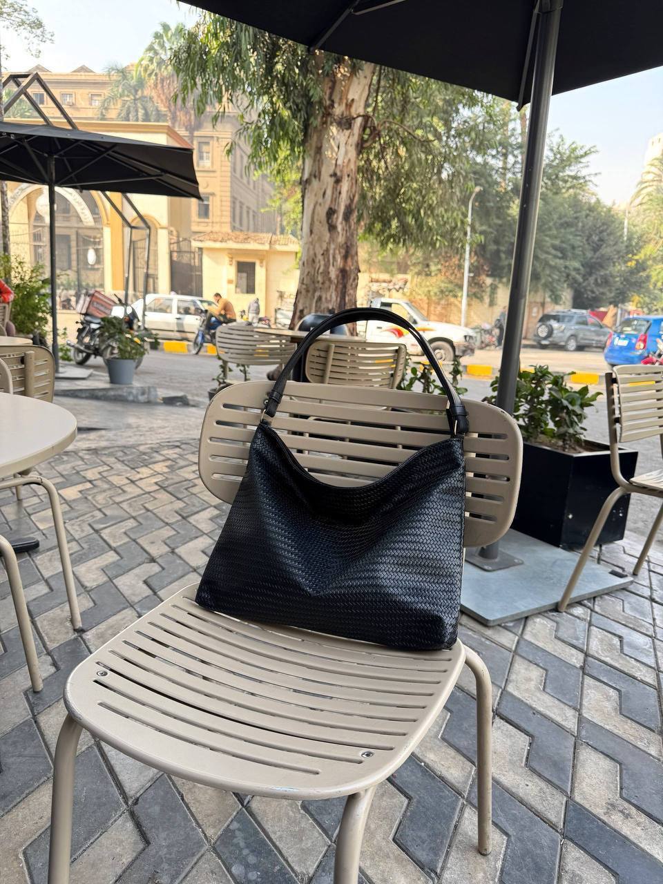 Scaled Leather Tote - Black