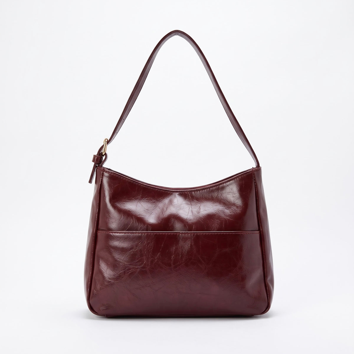 Pocket Leather Tote - Burgundy