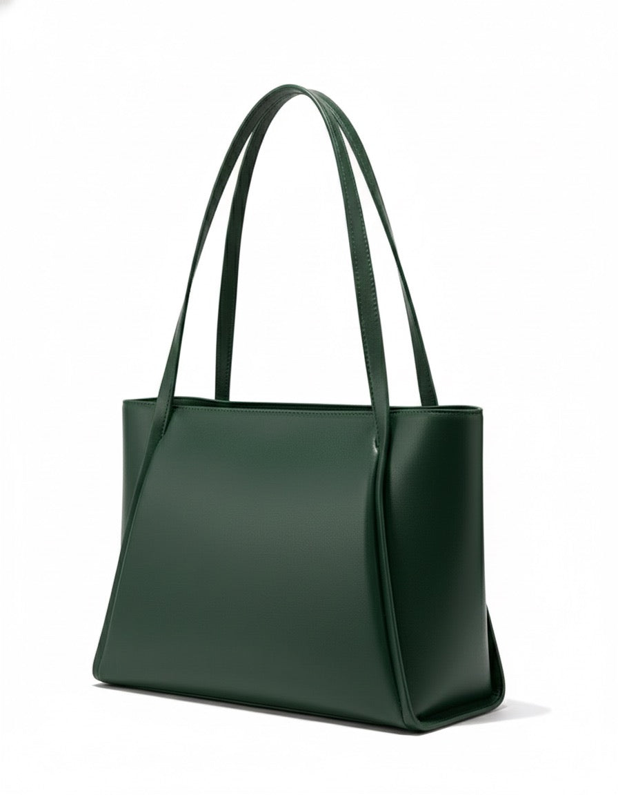 Large Capacity Leather Tote Bag - Olive