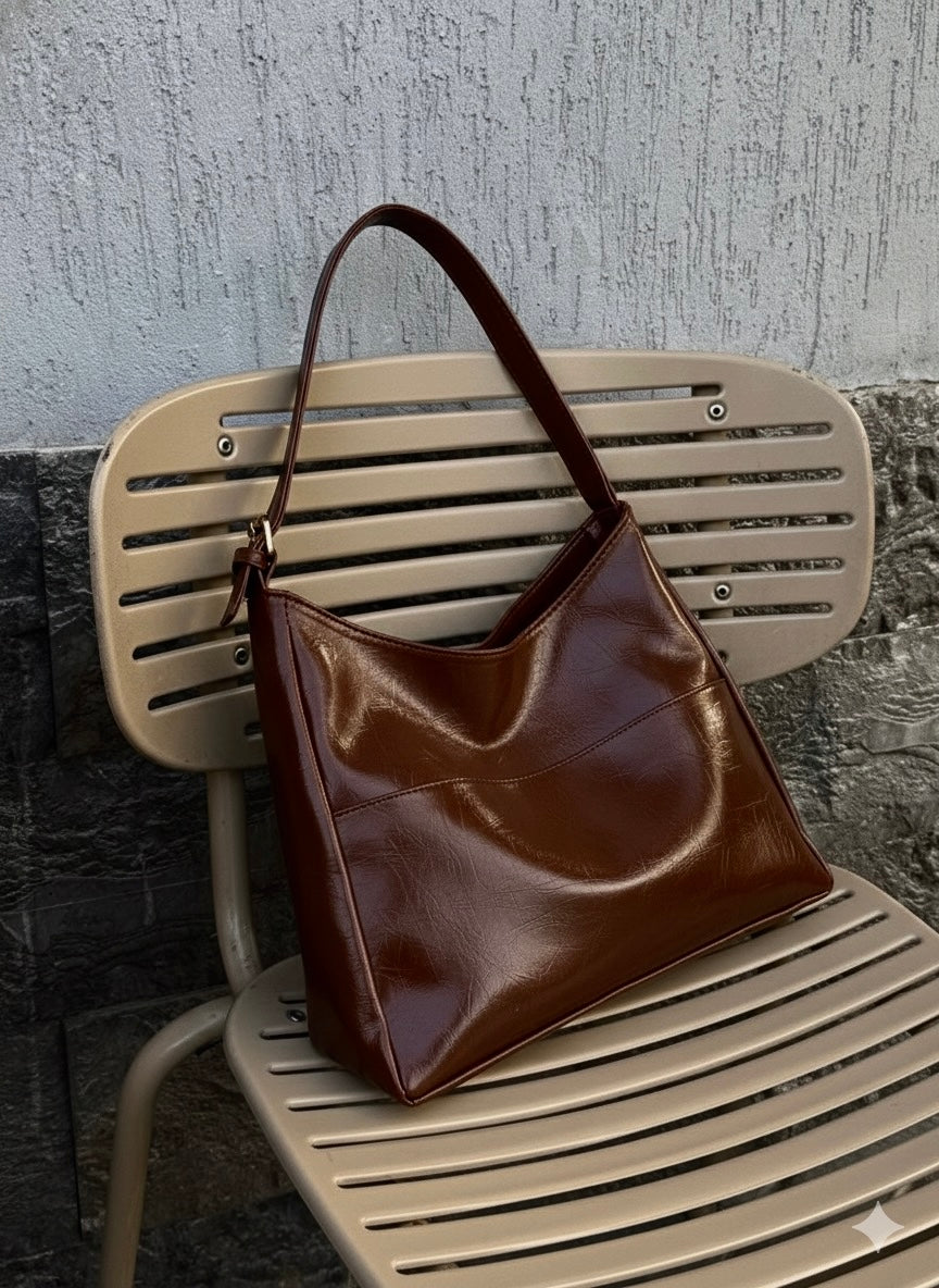 Pocket Tote Bag - Brown