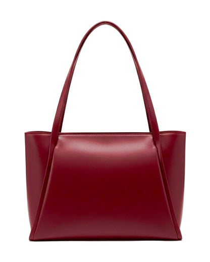 Large Capacity Leather Tote Bag - Burgundy