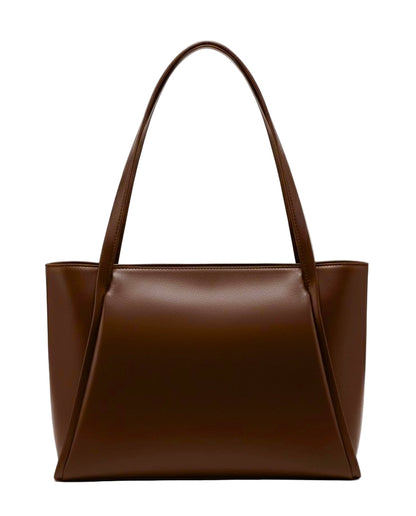Large Capacity Leather Tote Bag - Brown