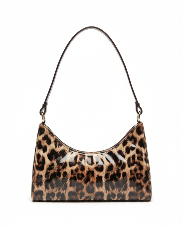 Shiny Shoulder Purse - Gold Tiger Print
