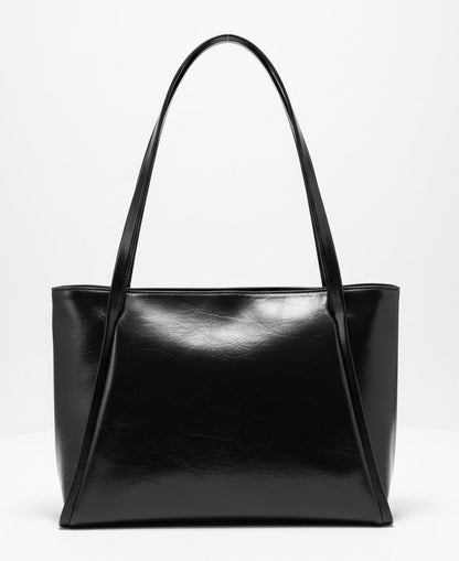 Large Capacity Leather Tote Bag - Black