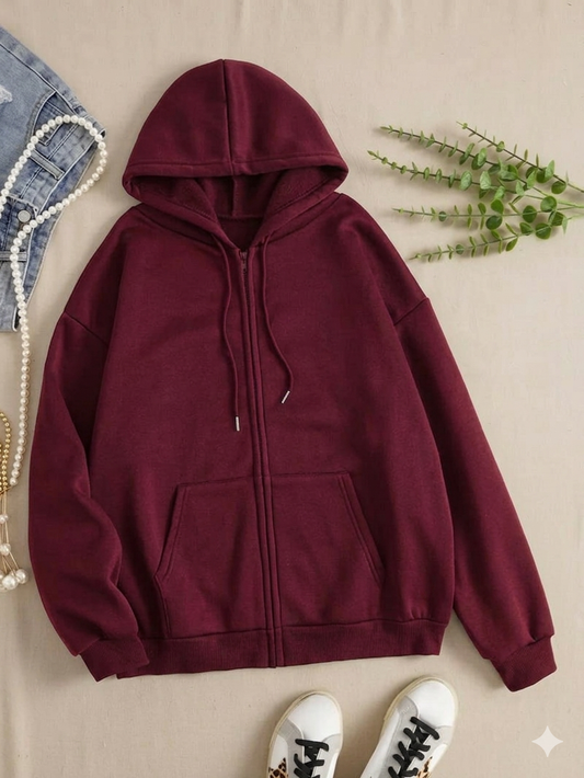 Totera’s Comfy Zipper Hoodie - Burgundy