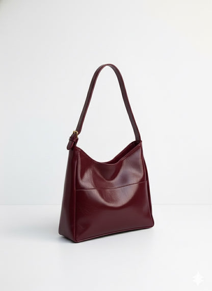 Pocket Tote Bag - Burgundy