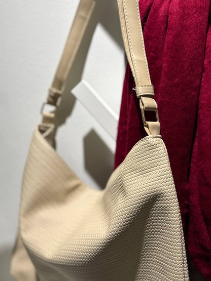 Scaled Leather Tote - Beige