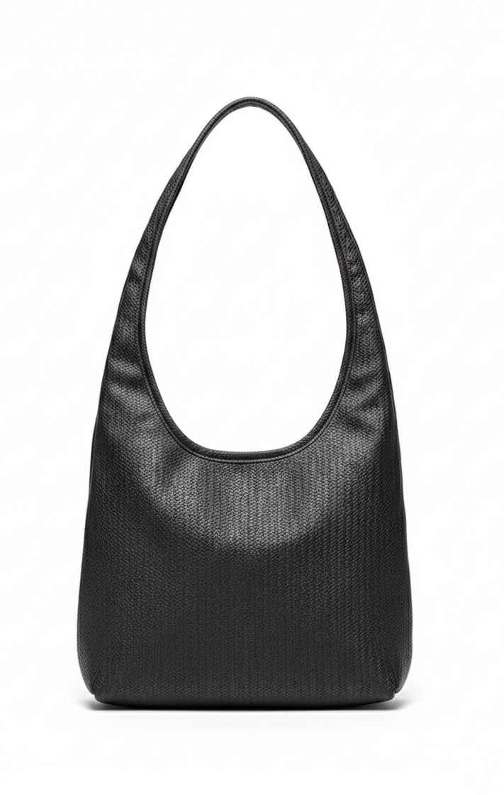 Long Strap Scaled Tote - Black