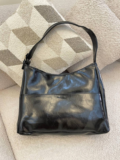 Pocket Leather Tote - Black