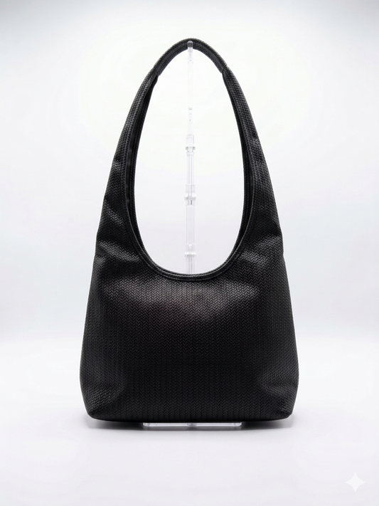 Long Strap Scaled Tote - Black