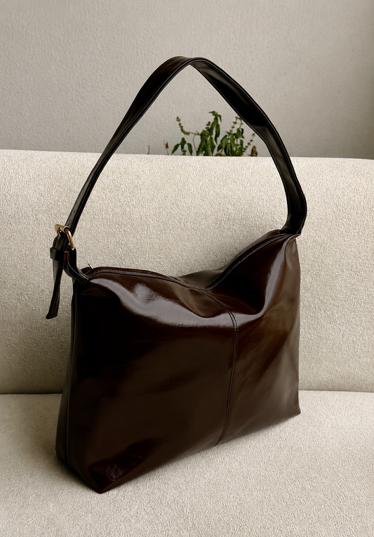 Wide Tote Bag - Dark Brown