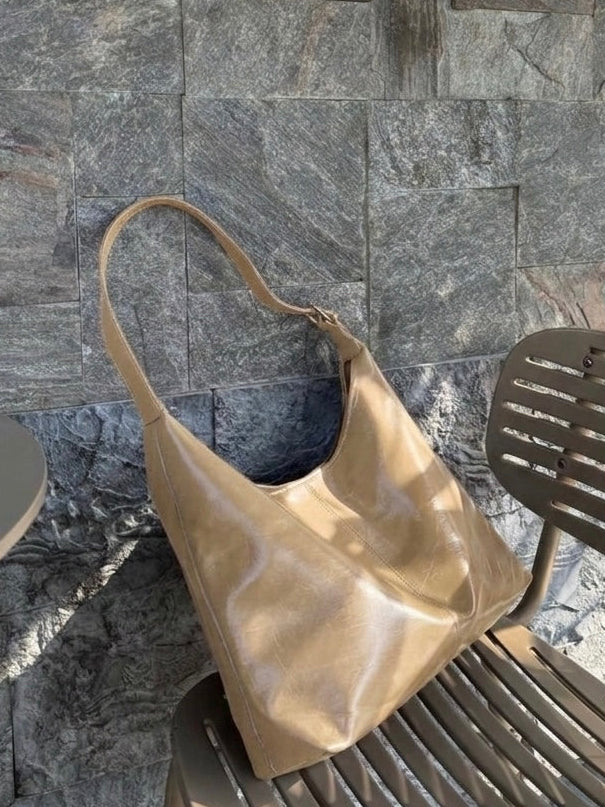 Wide Tote Bag - Beige