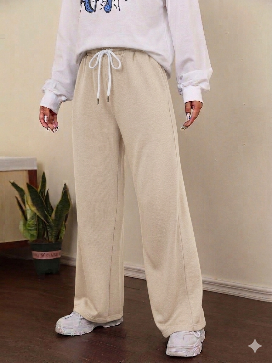Summer Milton Wide Leg Sweatpants - Beige