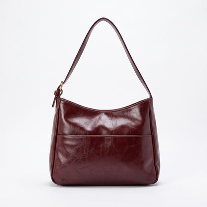 Pocket Leather Tote - Burgundy