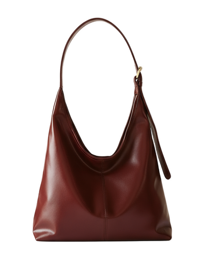 Wide Tote Bag - Burgundy