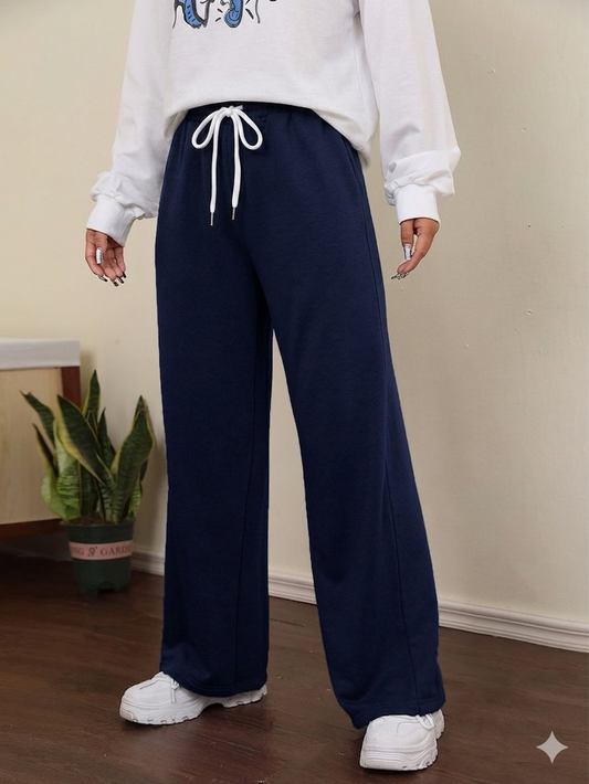 Wide Leg Summer Milton Sweatpants - Navy Blue