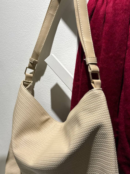 Scaled Leather Tote - Beige