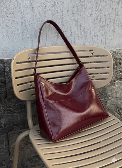 Pocket Tote Bag - Burgundy