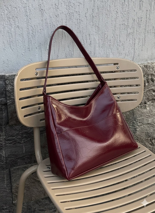 Pocket Tote Bag - Burgundy