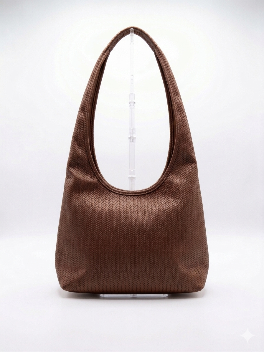 Long Strap Scaled Tote - Brown