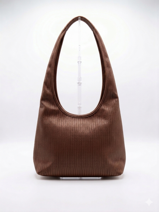 Long Strap Scaled Tote - Brown