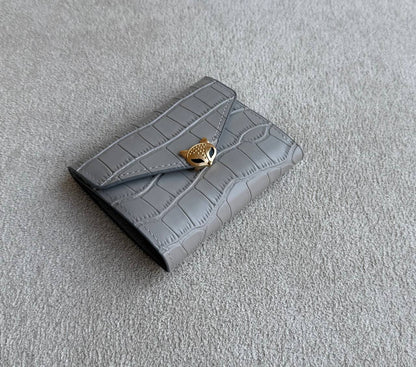 Feline Croc Mini Wallet – Grey