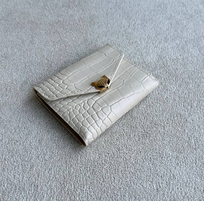 Feline Croc Mini Wallet – Light Beige
