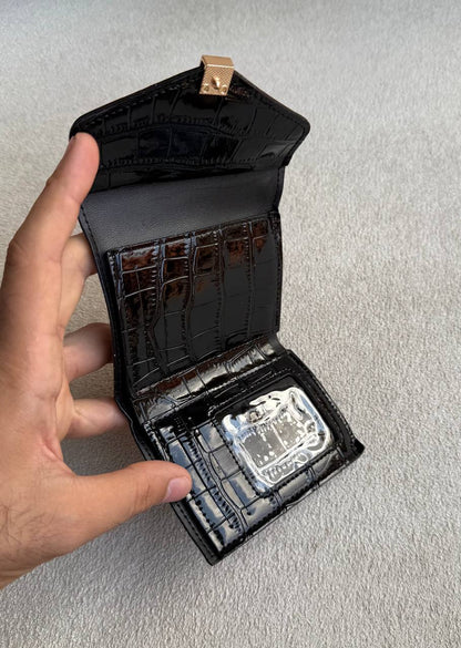 Chloe Croc Mini Wallet – Silver