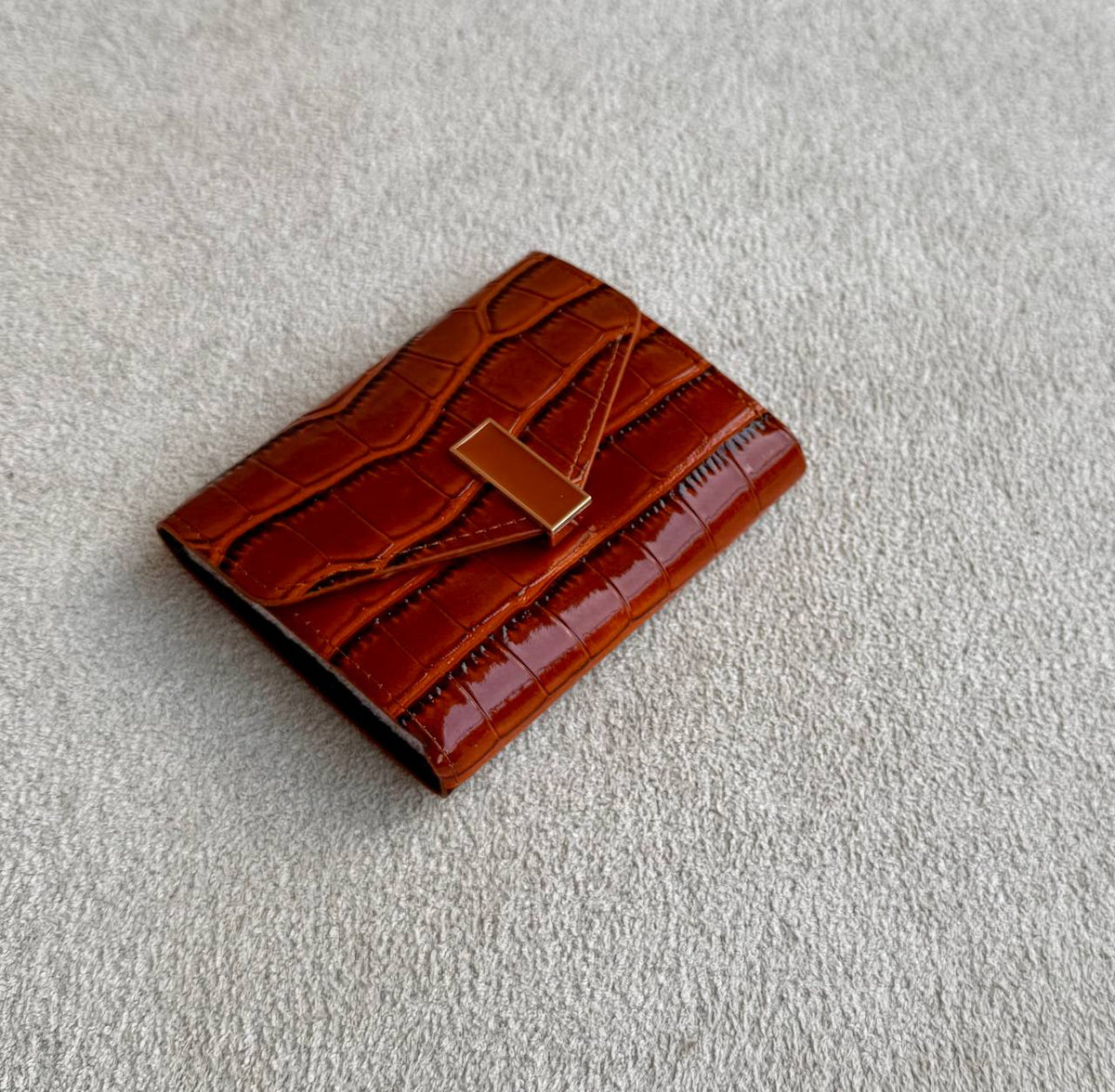 Chloe Croc Mini Wallet in Brown