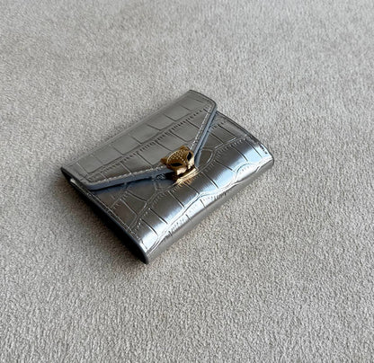 Cleo Croc Mini Wallet – Silver