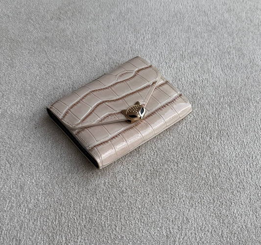 Cleo Croc Mini Wallet – Beige